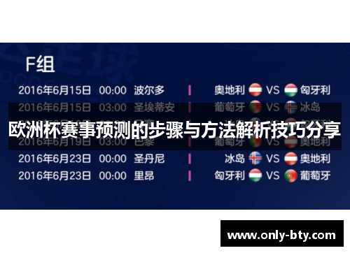 欧洲杯赛事预测的步骤与方法解析技巧分享
