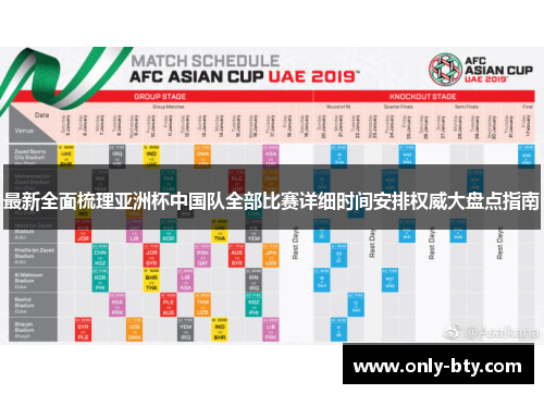 最新全面梳理亚洲杯中国队全部比赛详细时间安排权威大盘点指南 最新全面梳理亚洲杯中国队全部比赛详细时间安排权威大盘点指南